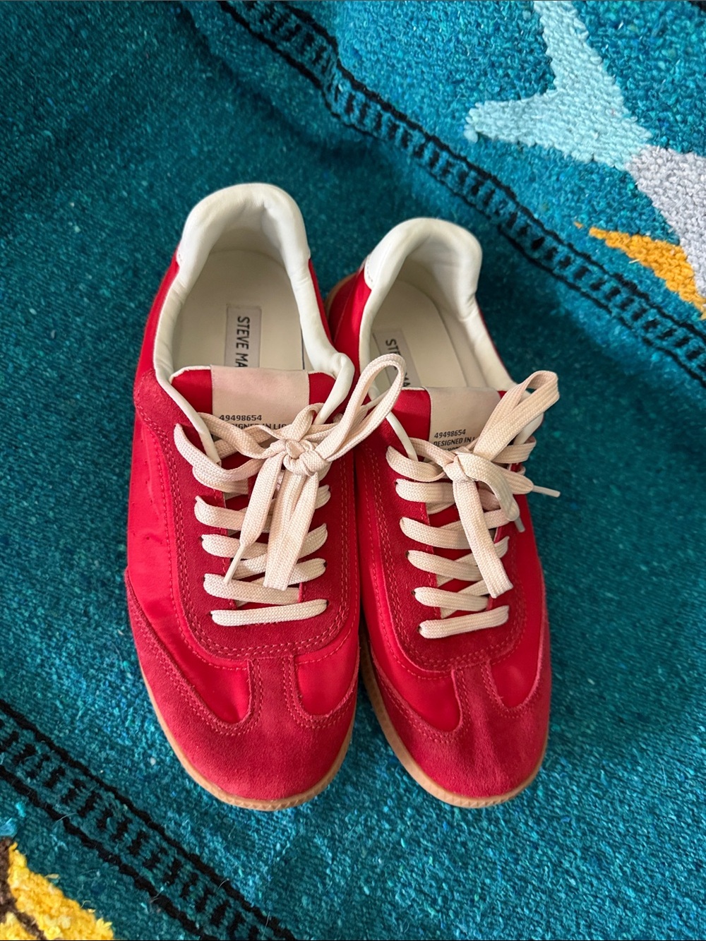 Steve Madden Red Suede & Fabric Sneakers with Cream Laces